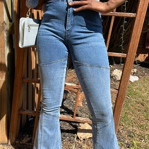 Jeans flare bell bottom high waist ombré
